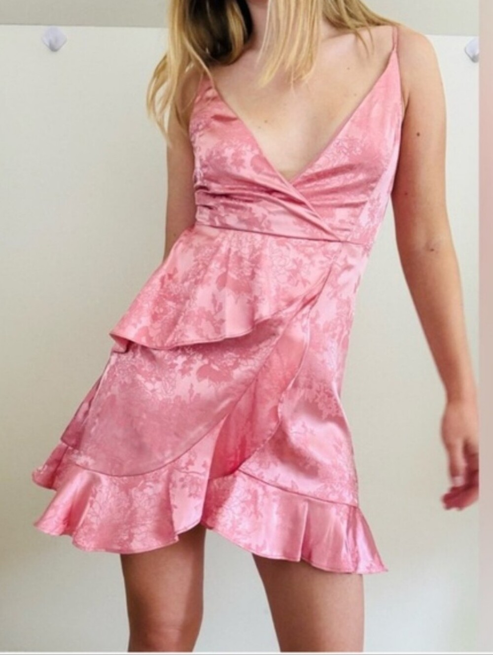 Altrd State Satin Pink Floral Minidress
